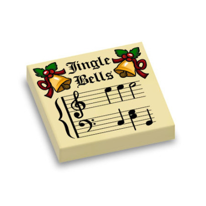 Christmas Carol sheet music printed on 2X2 Lego® Brick - Beige