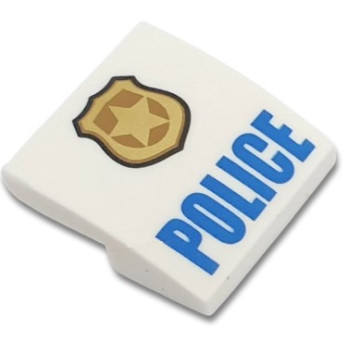 LEGO 6174872 BRIQUE DOME 2X2X 2/3 IMPRIME POLICE - BLANC