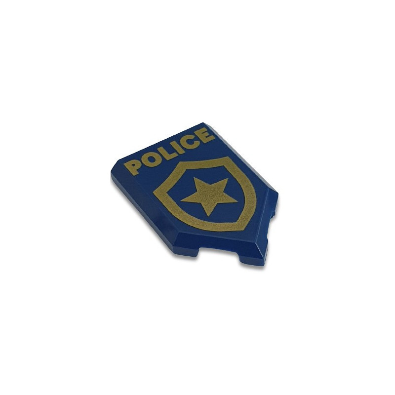 LEGO 6317247 TILE 2X3 W/ANGLE IMPRIME POLICE - EARTH BLUE