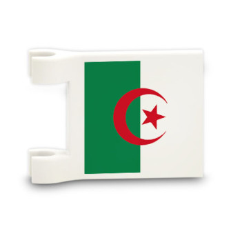 Algerian flag printed on Lego® brick 2x2 - White