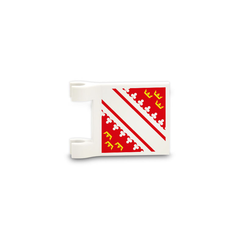Drapeau alsacien imprimé sur brique Lego® 2x2 - Blanc