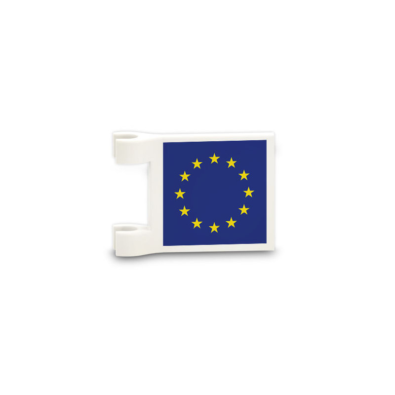 European flag printed on Lego® brick 2x2 - White