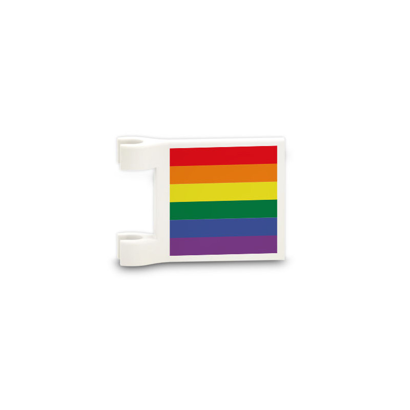 Rainbow flag printed on Lego® brick 2x2 - White
