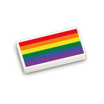 Rainbow Flag Printed on Lego® Brick 1x2 - White