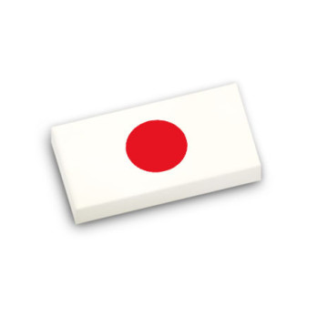 Japan Flag printed on Lego® Brick 1X2 - White