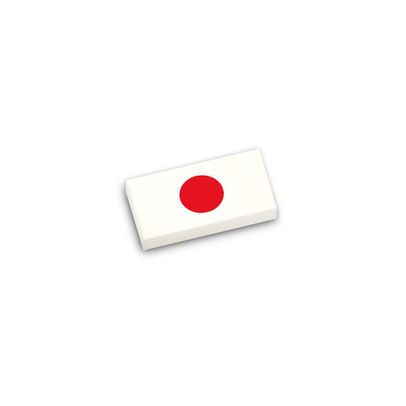 Drapeau du Japon imprimé sur Brique Lego® 1X2 - Blanc