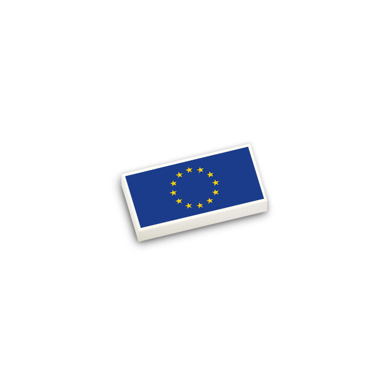 European flag printed on Lego® brick 1x2 - White