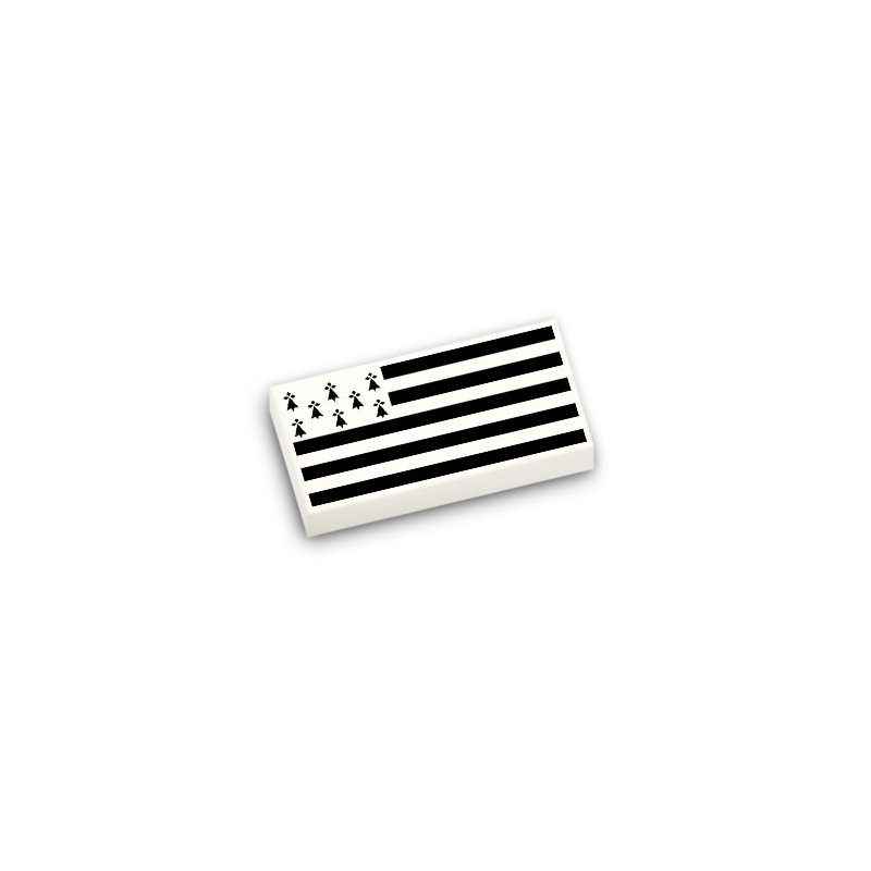 Breton flag printed on Lego® 1x2 smooth flat brick