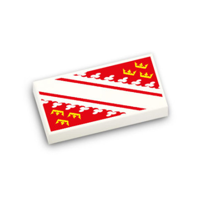 Alsatian flag printed on Lego® brick 1x2 - White
