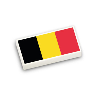 Belgian flag printed on Lego® 1x2 smooth flat brick