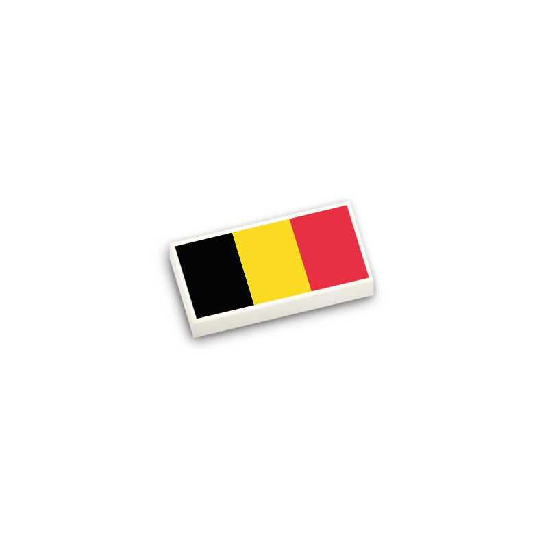Belgian flag printed on Lego® 1x2 smooth flat brick