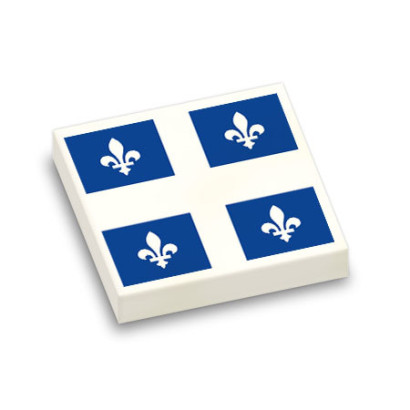 Drapeau Québécois imprimé sur Brique Plate lisse Lego® 2x2