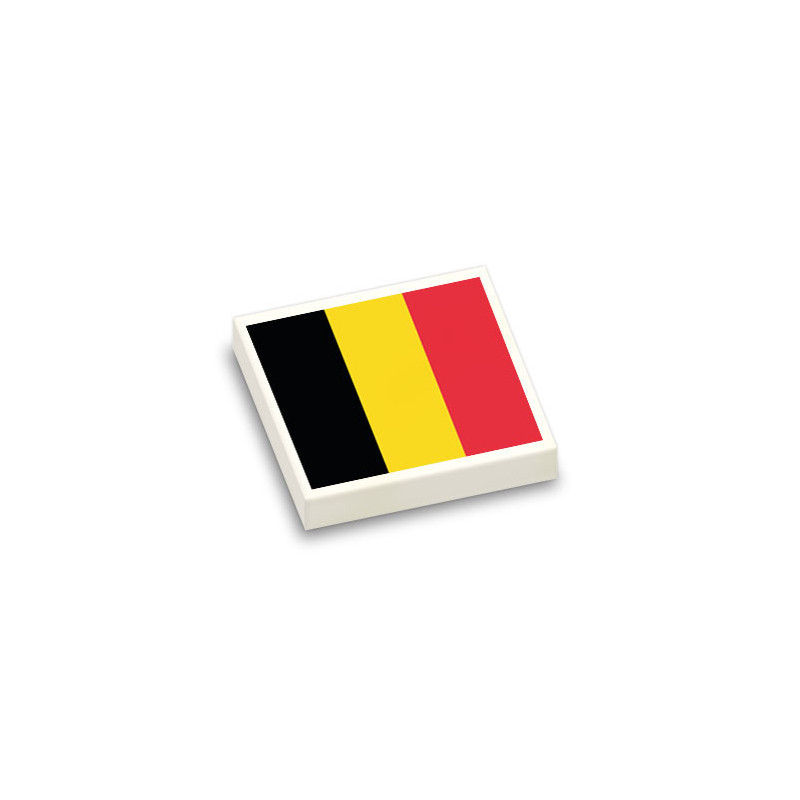 Drapeau Belge imprimé sur Brique Plate lisse Lego® 2x2
