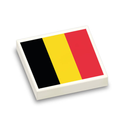 Belgian flag printed on Lego® 2x2 smooth flat brick