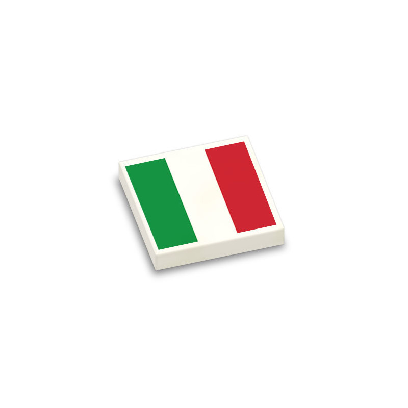Drapeau Italien imprimé sur Brique Plate lisse Lego® 2x2