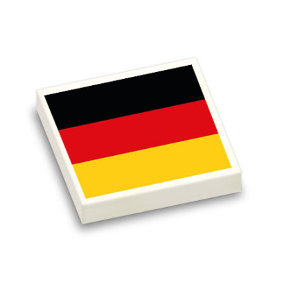 Drapeau Allemand imprimé sur Brique Plate lisse Lego® 2x2