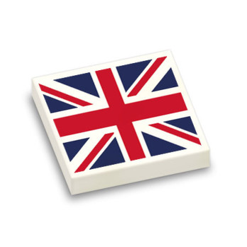 Drapeau Royaume-Uni imprimé sur Brique Plate lisse Lego® 2x2