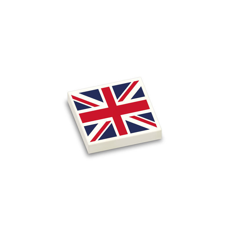Drapeau Royaume-Uni imprimé sur Brique Plate lisse Lego® 2x2