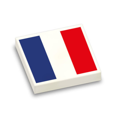 Drapeau Français imprimé sur Brique Plate lisse Lego® 2x2