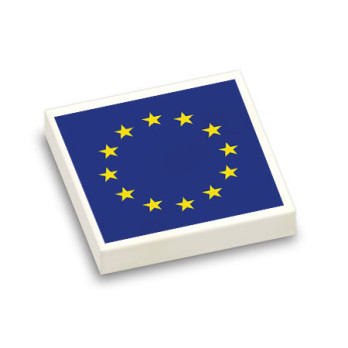 European flag printed on Lego® brick 2x2 - White