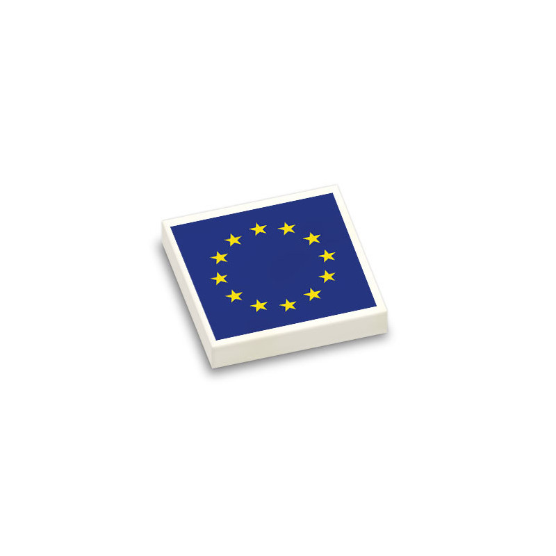 Drapeau Européen imprimé sur brique Lego® 2x2 - Blanc