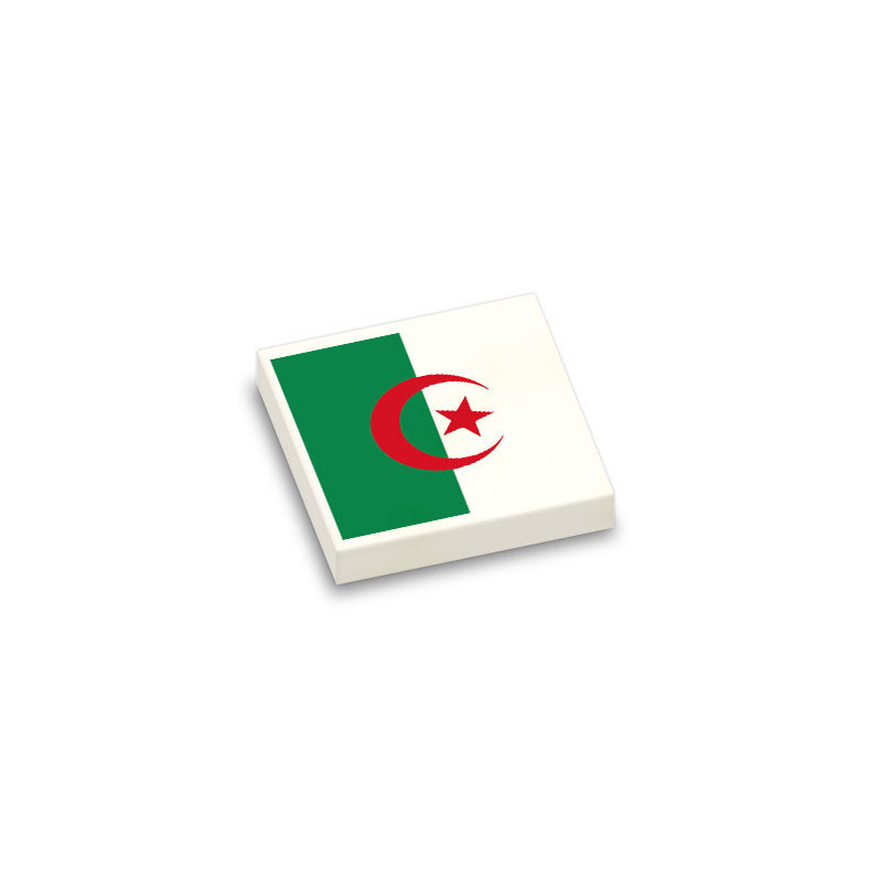 Drapeau algérien imprimé sur brique Lego® 2x2 - Blanc