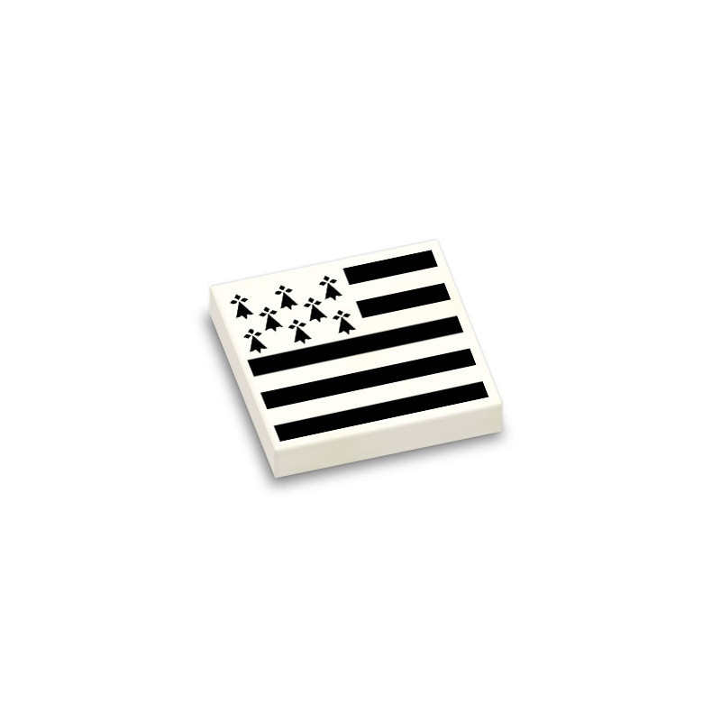 Breton flag printed on Lego® 2x2 smooth flat brick