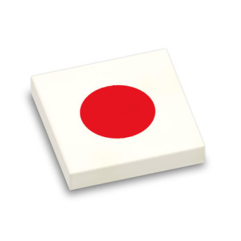 Flag of Japan Printed on Lego® Brick 2x2 - White