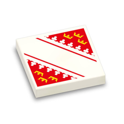 Drapeau alsacien imprimé sur brique Lego® 2x2 - Blanc