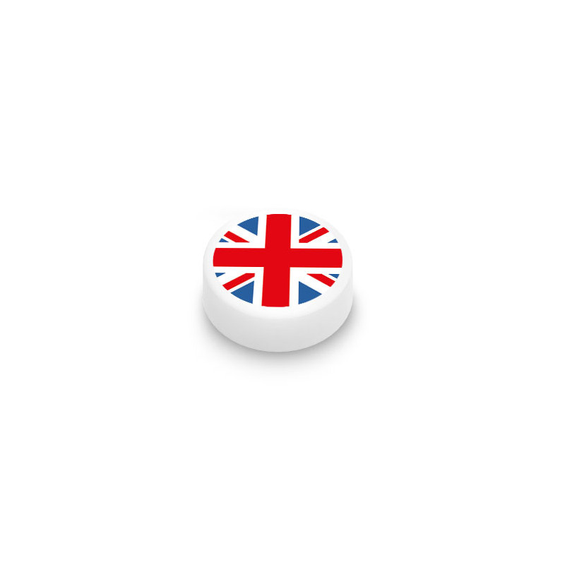 United Kingdom flag printed on 1x1 round Lego® brick - White