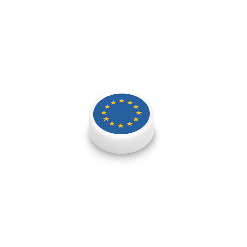 Drapeau Européen imprimé sur brique Lego® 1x1 ronde - Blanc