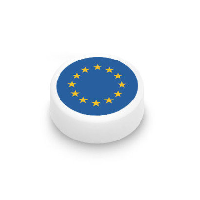 Drapeau Européen imprimé sur brique Lego® 1x1 ronde - Blanc