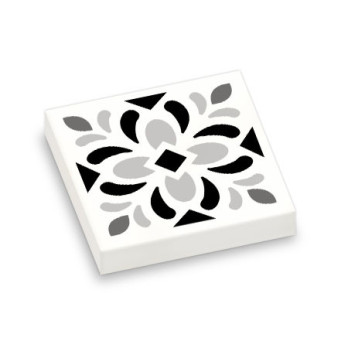 Carrelage / Faïence Noir et gris imprimé sur Brique Lego® 2X2 - Blanc