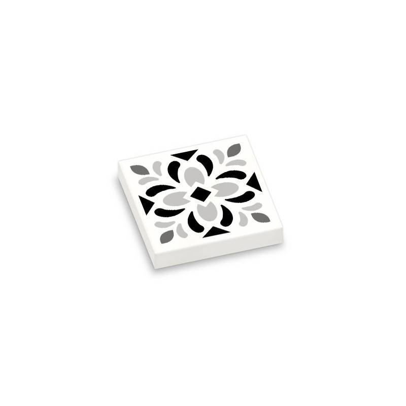 Carrelage / Faïence Noir et gris imprimé sur Brique Lego® 2X2 - Blanc