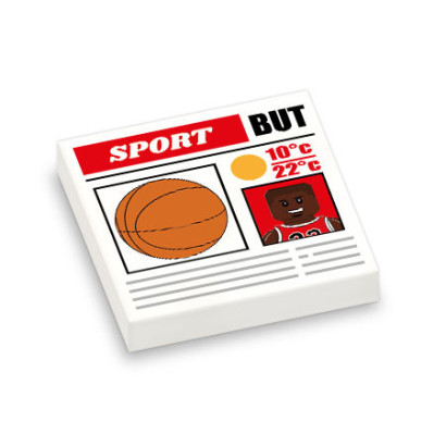 Journal Sportif imprimé sur brique Lego® 2X2 - Blanc