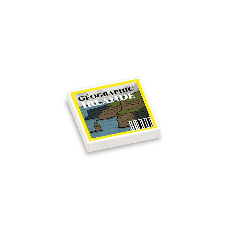 Magazine de Géographie imprimé sur brique Lego® 2X2 - Blanc