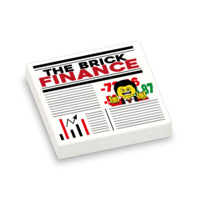 Journal "The Brick Finance" imprimé sur brique Lego® 2X2 - Blanc