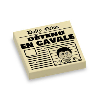 Journal ancien "Daily News" imprimé sur brique Lego® 2X2 - Beige