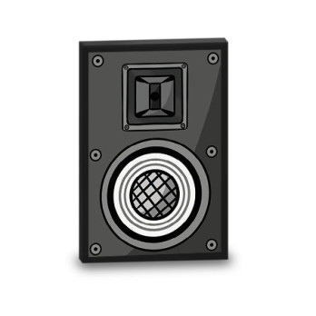 Audio Speaker printed on Lego® brick 2x3 - black