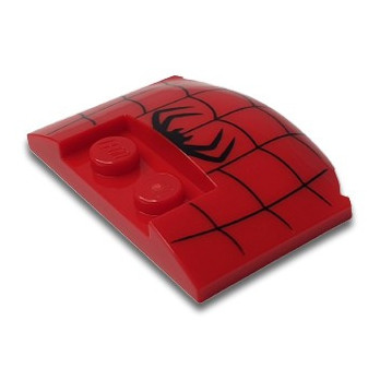LEGO 6404123 BRICK W. BOW 3X4X2/3 W. KNOBS PRINTED SPIDERMAN - RED