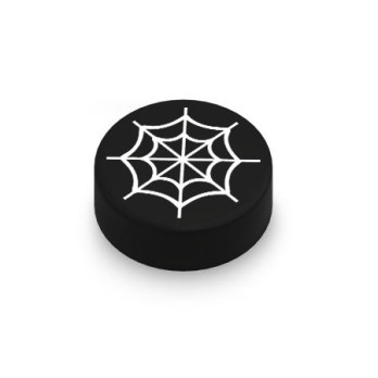 Spider Web Printed on 1x1 Round Lego® Brick - Black