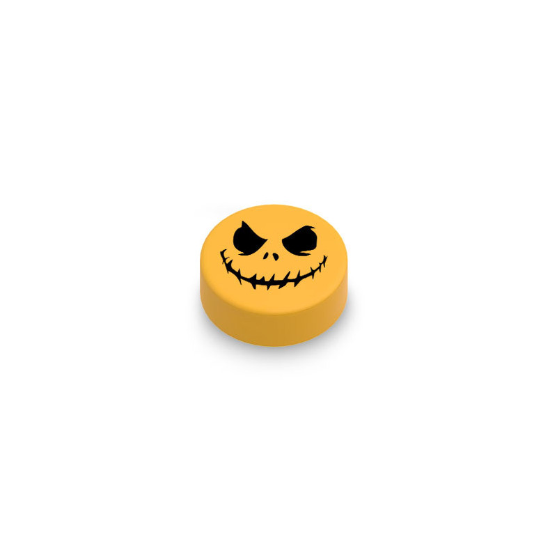 Pumpkin Head Printed on Round 1x1 Lego® Brick - Flame Yellowish Orange