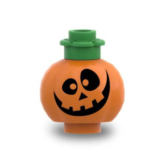 Halloween Pumpkin Printed on Lego® Brick - Orange
