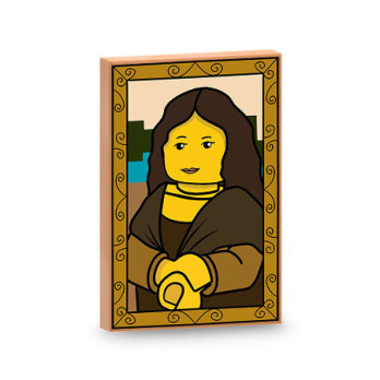Tableau inspiration "La Joconde" imprimé sur brique Lego® 2x3 - Medium Nougat