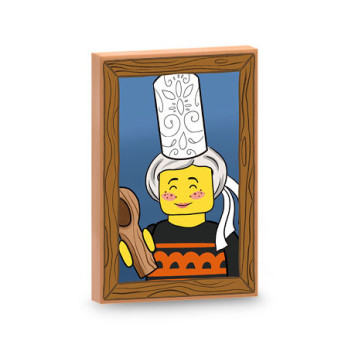 Bigoudène painting printed on Smooth Flat Brick Lego® 2x3 - Medium Nougat