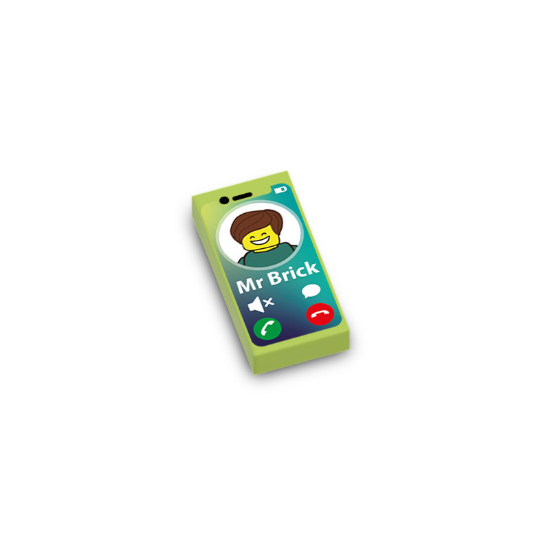 Smartphone imprimé sur Brique Lego® 1X2 - Bright Yellowish Green