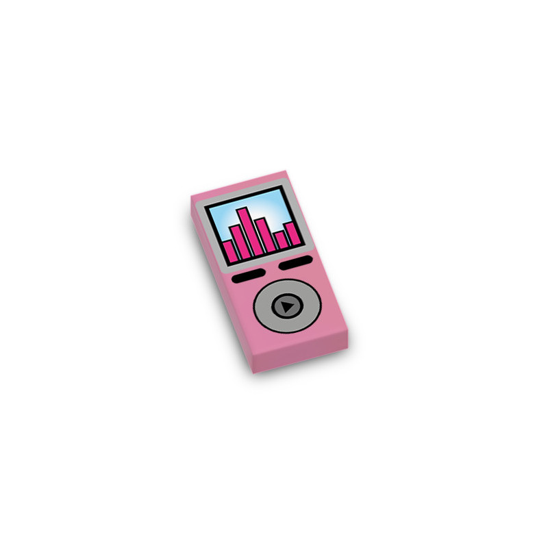 MP3 player printed on Lego® Brick 1X2 - Bright Pink