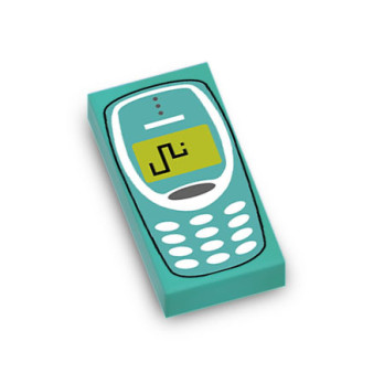 Téléphone portable imprimé sur Brique Lego® 1X2 - Bright Bluegreen