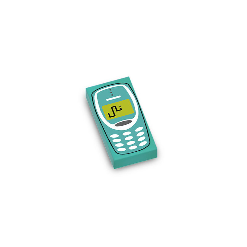 Téléphone portable imprimé sur Brique Lego® 1X2 - Bright Bluegreen