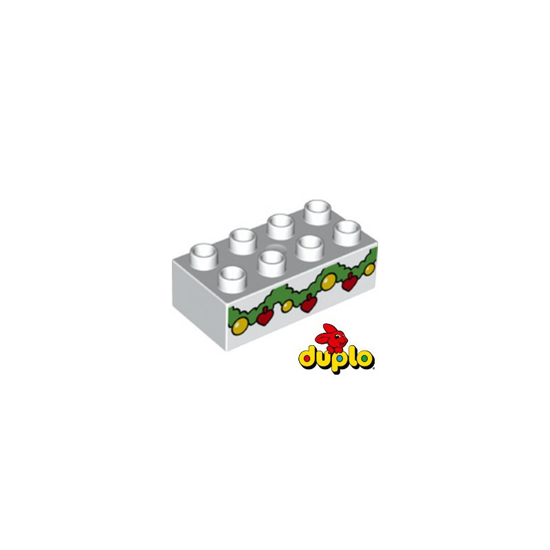 LEGO® DUPLO 6386657 BRIQUE 2X4 IMPRIME GUIRLANDE - BLANC